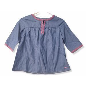 Vineyard Vines Girls 10-12 Chambray Embroidered Popover